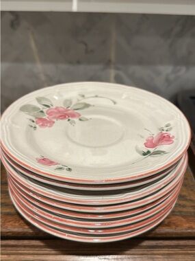 Gibson Pink Rose Ceramic Dessert Plates